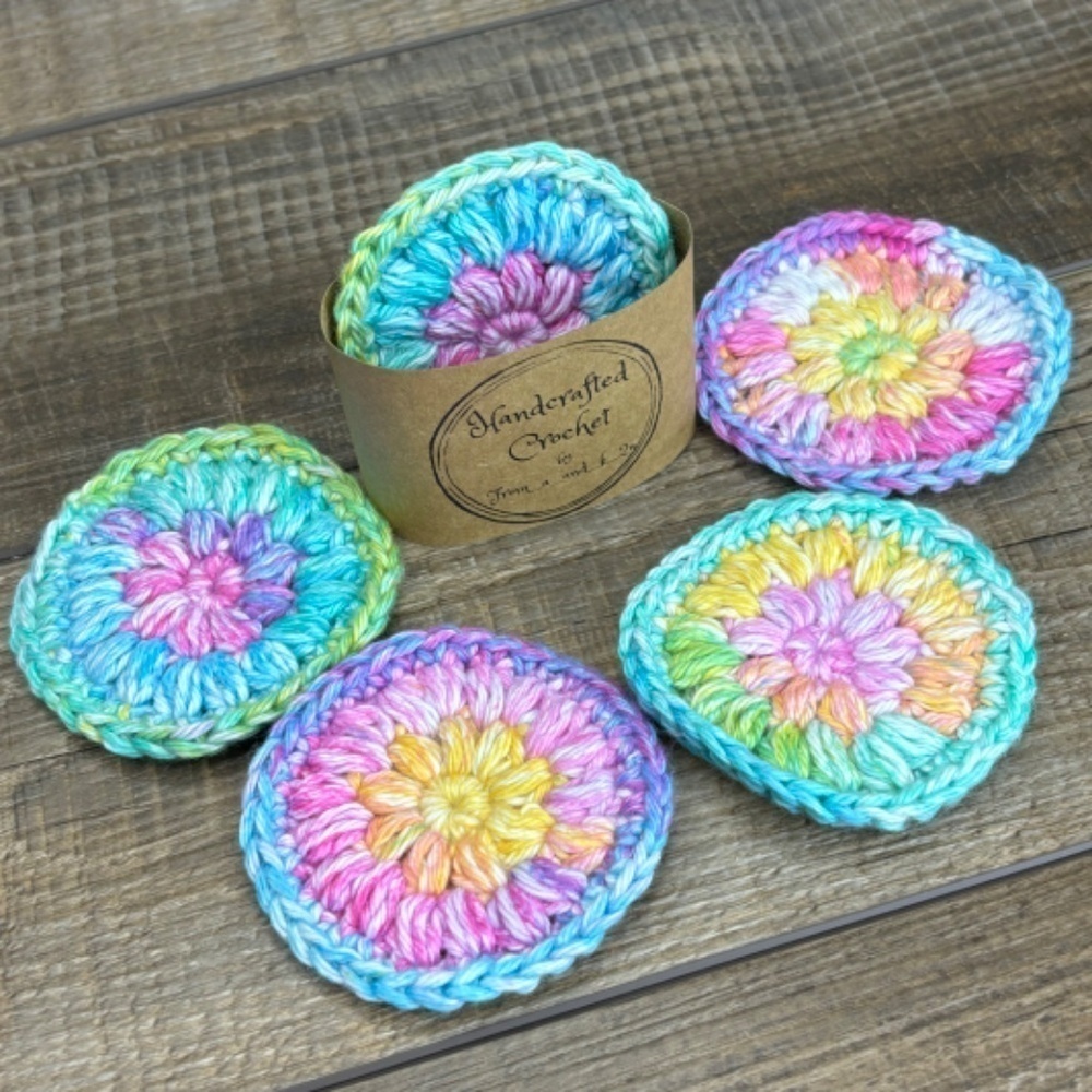 Handcrafted Crochet Scrubbies Face Round Makeup Remover Set Cotton Yarn - Picture 2 of 7